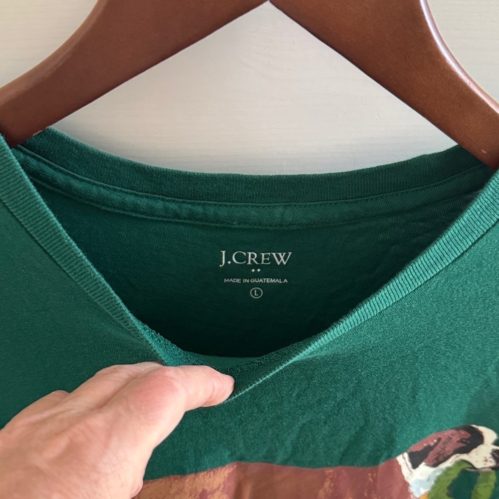J Crew St Bernard Short Sleeved Graphic T Shirt Size L Teal Green - Picture 3 of 5
